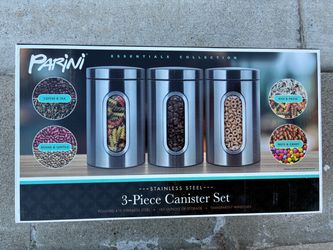 Parini Stainless Steel 3-Piece Canister Set