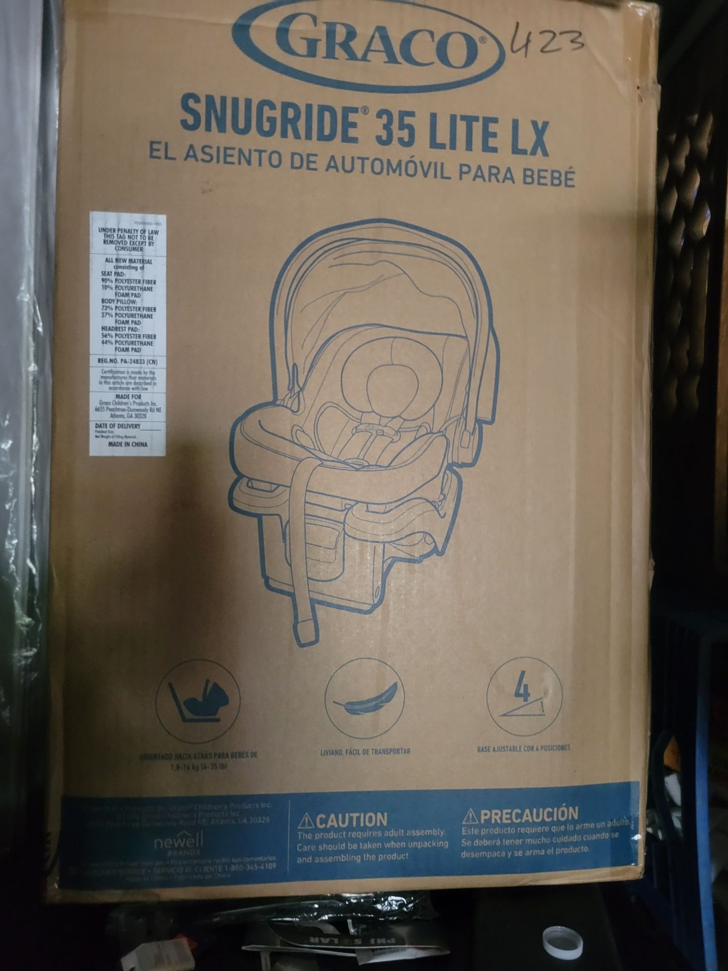 Never Used Snugride 35 Lite LX car seat