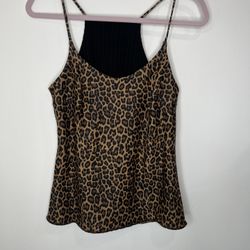 Reversible Tank Top Blouse Black And Leopard Print Size M