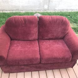 Comfy Maroon Plush Loveseat With Storage