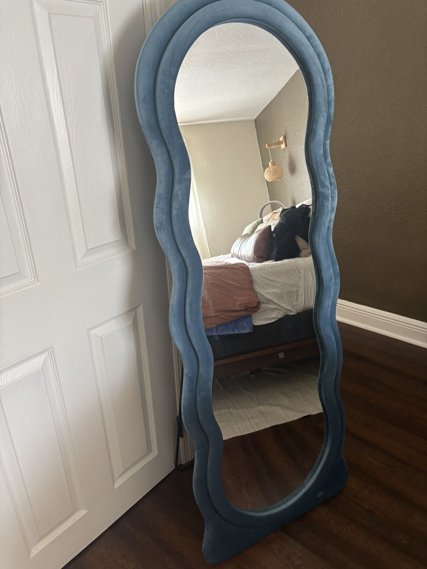 Blue Full Length Wavy Mirror