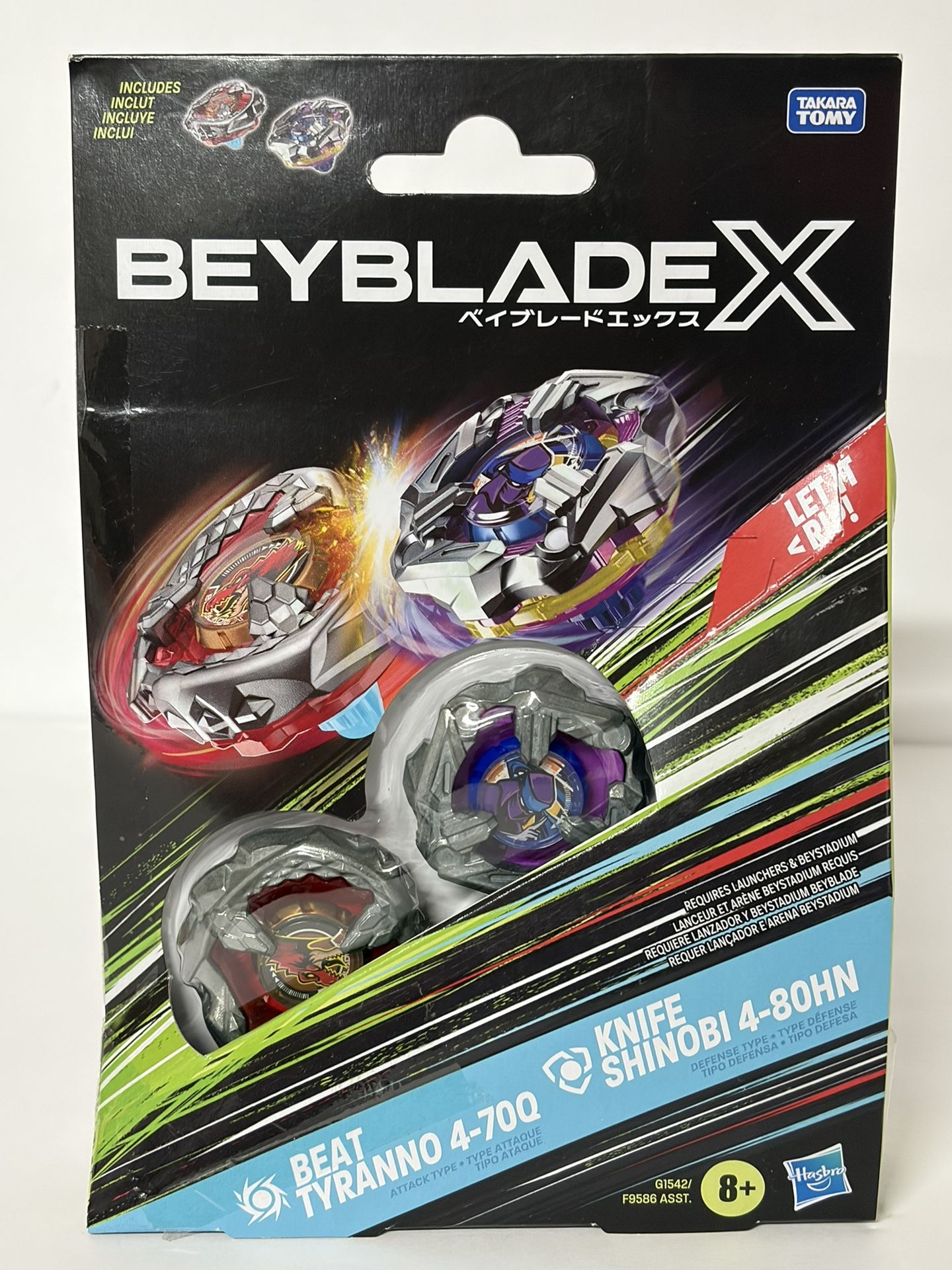NEW Beyblade X Top Pack Beat Tyranno 4-70Q / Knife Shinobi 4-80HN