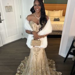 gold prom dress size 4