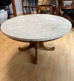 MDC Italy Marble Table with wood base Vintage