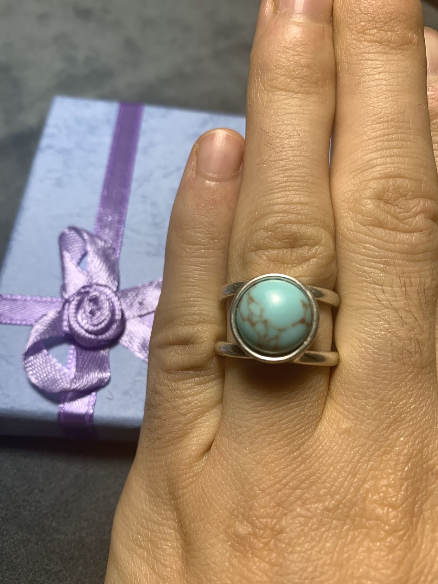 Size 7 only Turquoise Ring Silver Plated New