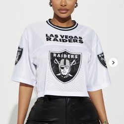 Raiders Cropped Mesh Top Ladies Raiders Womans Football Jersey Sexy Top Large 