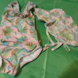 Flap Happy UPF 50 Girls Swimsuit And Sun Hat Size 4T. See Size Chart