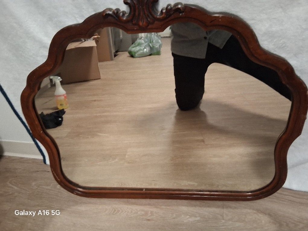 Antique Ornate Mirror (Dark Wood)
