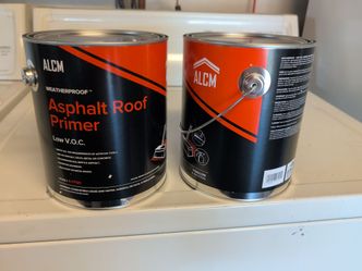 Lot of two ALCM 17121 Low VOC Asphalt Roof Primer 1 Gal Penetrating Weatherproof cans