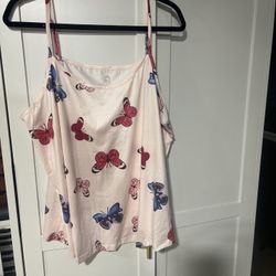 Pink and Butterfly Pajama Set 3XL Sleeveless Top with Shorts 2 Piece