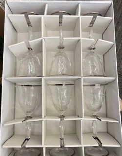 Bernardo Crystal Wine Glasses – Set of 6, New in Box