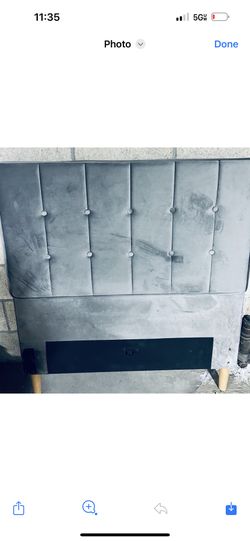 Gray Velvet Twin Headboard 