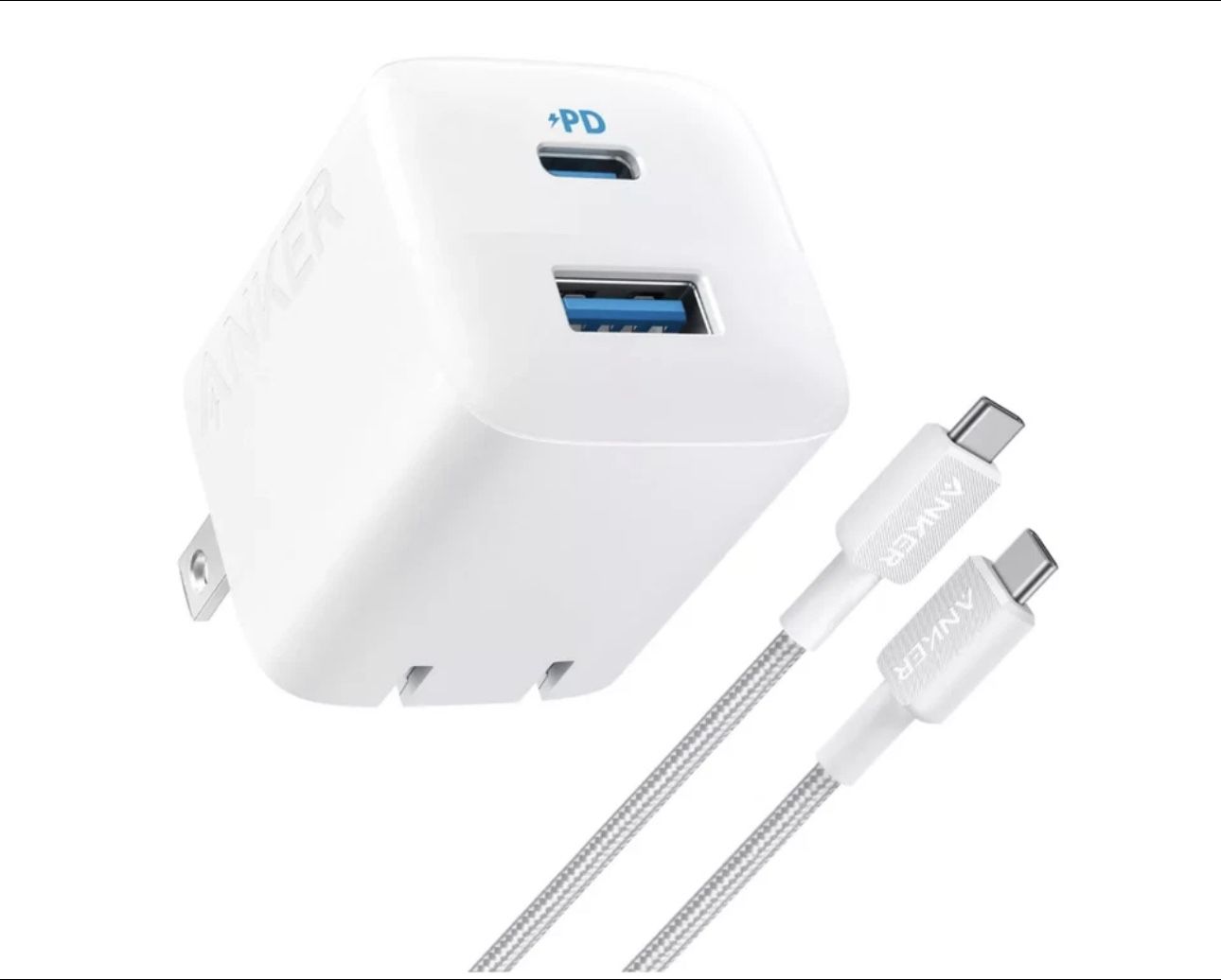 Anker 2 Port USB-C/USB-A 32W Wall Charger w/6' USB-C to USB-C - White