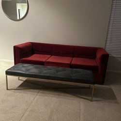 Black Faux Leather With Gold Legs Bench or Ottoman