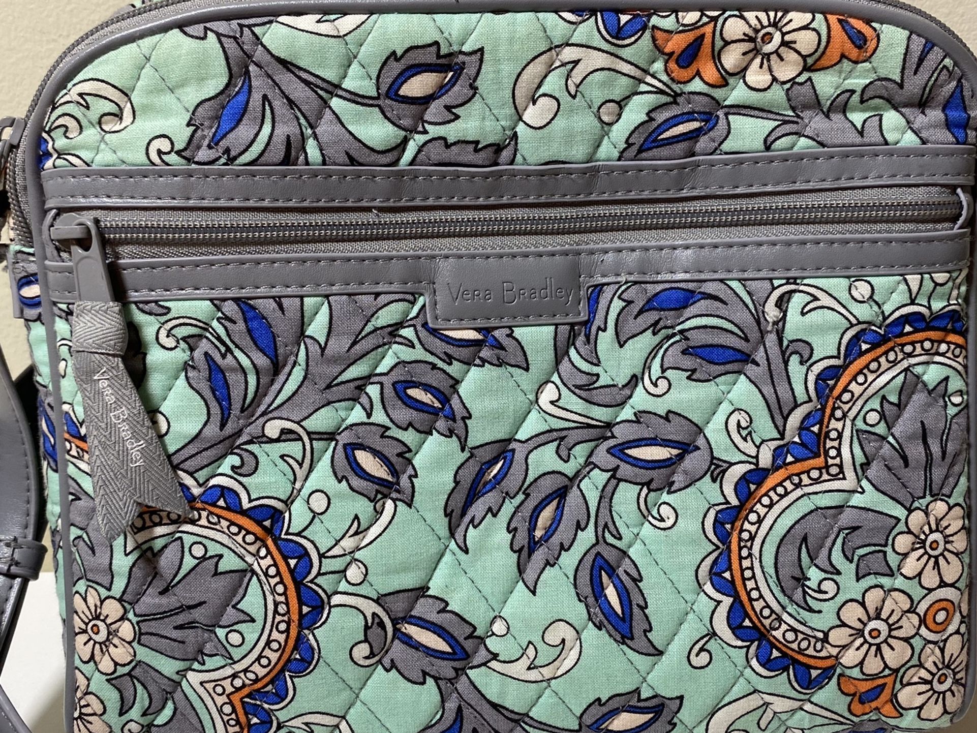 Vera Bradley Hipster Crossbody Shoulder Bag Gray Mint Green