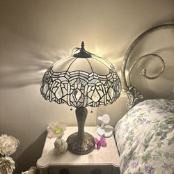 Tiffany Lamps White Stained Glass Crystal Bedside Desk Reading Light