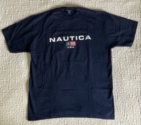 VTG 1990s Nautica Mens T-Shirt XL 100% Cotton Made in USA DARK BLUE/Navy