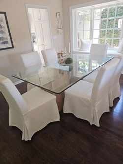 Dining Table Glass pedestal 6 Chairs