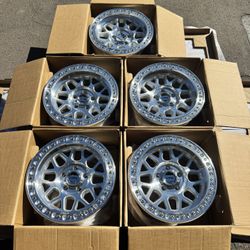 Brand New 17” KMC GRS “549” Machined Off-Road Wheels for 5x127 Jeep Wranglers and Gladiators 17x9 -12 Offset
