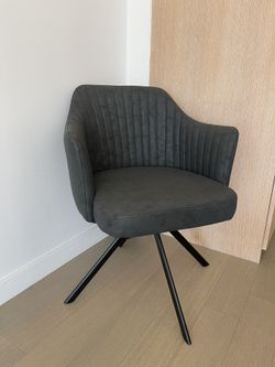 HD Buttercup - Grey/Black Vegan Leather Desk/Accent Chair