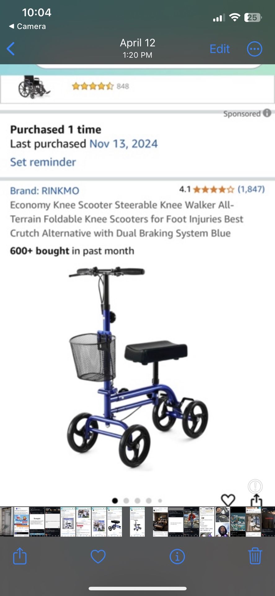 Brand new assembled knee scooter
