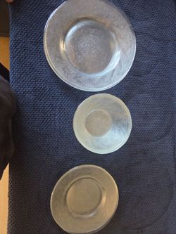 Vintage set of Coca Cola plates bowls clear glass embossed 16 pieces
