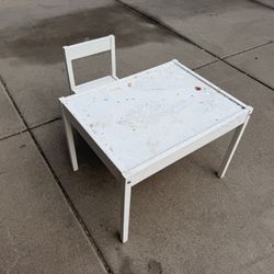Corel White Wood Kids Table with One Chair
