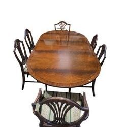 Baker Dining Table with 6 Chairs & 2 Leaves
