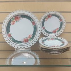 7pc _ Porcelain Plate / Cake set - $39.99 ( NEW ) dessert, Kitchenware, Dinnerware
