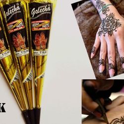 12 piece black natural henna Cone temporary tattoo kit plus free stencils