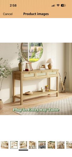 Entry table with plugs