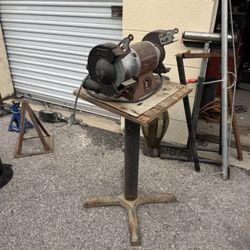 Bench grinder with stand