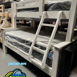 Twin Full White Bunk Bed With Mattresses Colchones Camas 