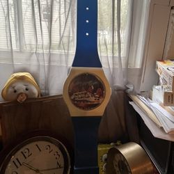 1988 Vintage 36" california raisins wall clock watch Blue And White Works Great