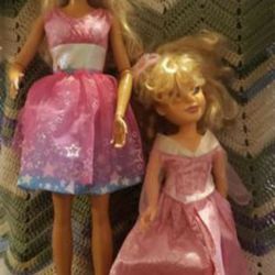 28" BARBIE BEST FASHION FRIEND STAR POWER DOLL & DISNEYS 18" AURORA DOLL