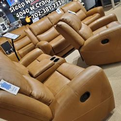 🙋‍♂️ 3pc Reclining Sofa Loveseat Chair 👉Furniture Sectional, Queen Bedroom Avail 