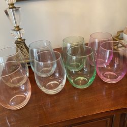8 Piece Colored wine Glass Set