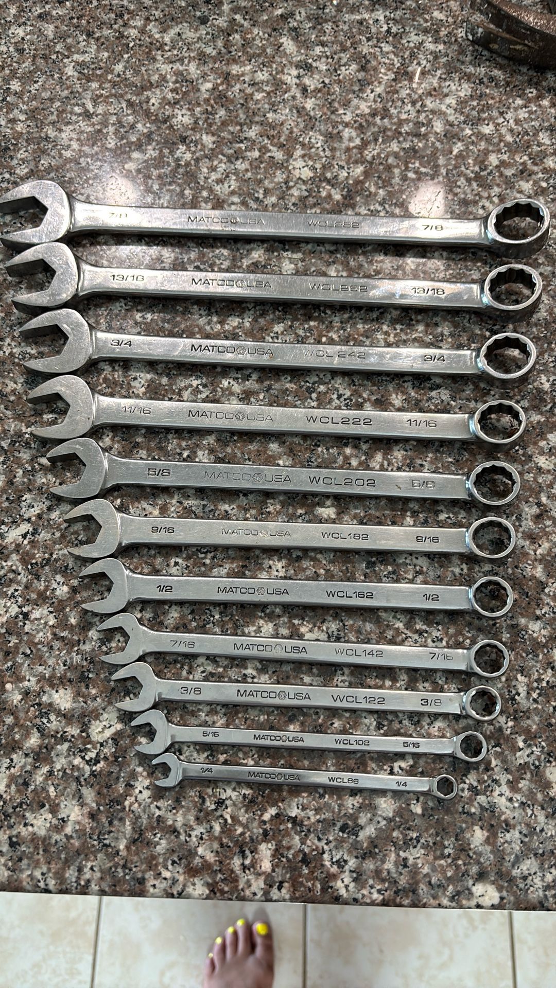 Matco 11 Piece 12 Point Long Combination Wrench Set