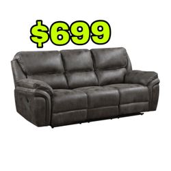 Beautiful New Grey Microfiber Double Reclining Sofa only $699