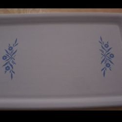 Vtg Corning Ware P - 35 - B Broil Bake Tray Blue Cornflower pattern 16 x 10 inches