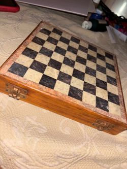 Wooden Chess Board Box with Brass Hinges