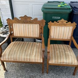 Two Refinished Antique Victorian Style Chairs.
