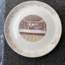 Vintage 23k Gold Salem Last Supper Plate