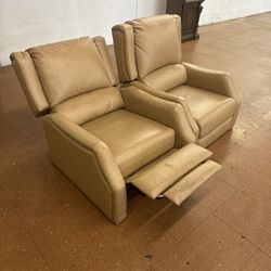 Brown Leather Reclining Armchairs