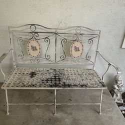 Vintage French Country Wrought iron bench