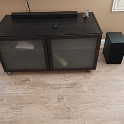 Samsung Sound Bar and Rolling TV Cart