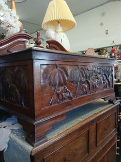 vintage hand-carved storage trunk