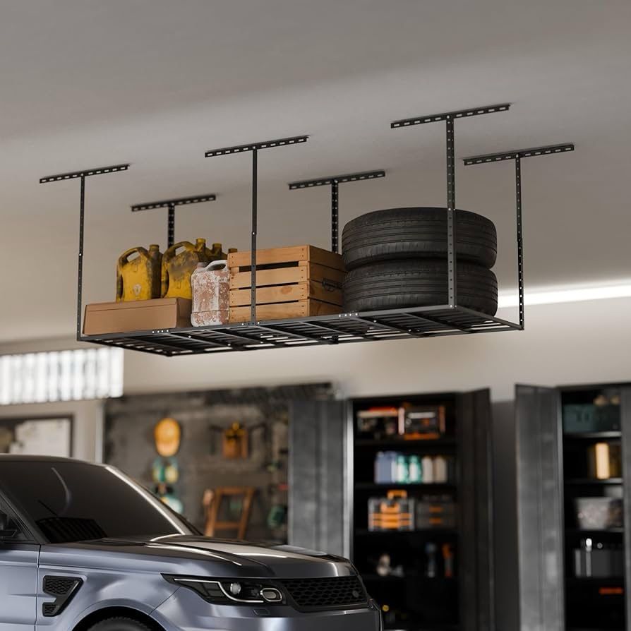 3x6 Garage Storage Overhead Rack Organization, Adjustable Ceiling Mounted Storage Racks, 750LBS Weight Capacity, 22"-40" Ceiling Dropdown, B