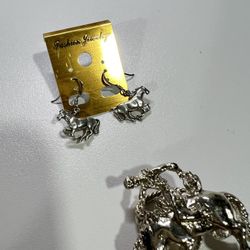Horse Western Equestrian Earrings 925 & Pin