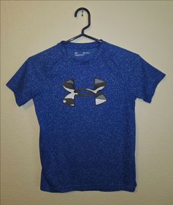 Under Armour - Boys - Medium - Tech Performance Shirt - Loose - Short Sleeve - Polyester - Speckled - Blue